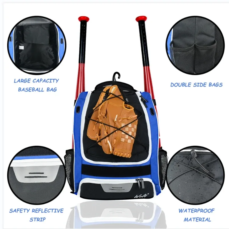 sac à dos de baseball softball avec compartiment pour chaussures, batte de softball d'extérieur, grande capacité, pour jeune adulte