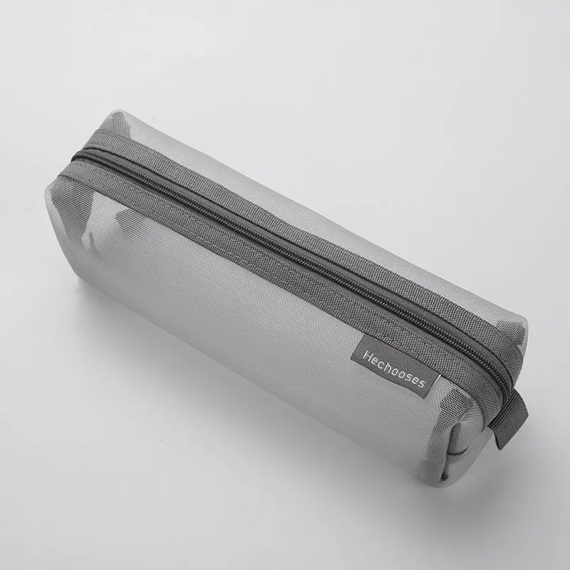 sac à cosmétiques en maille de nylon transparent simple, sac de papeterie pour étudiants, trousse à crayons, sac de rangement portable de grande capacité, pochette de maquillage