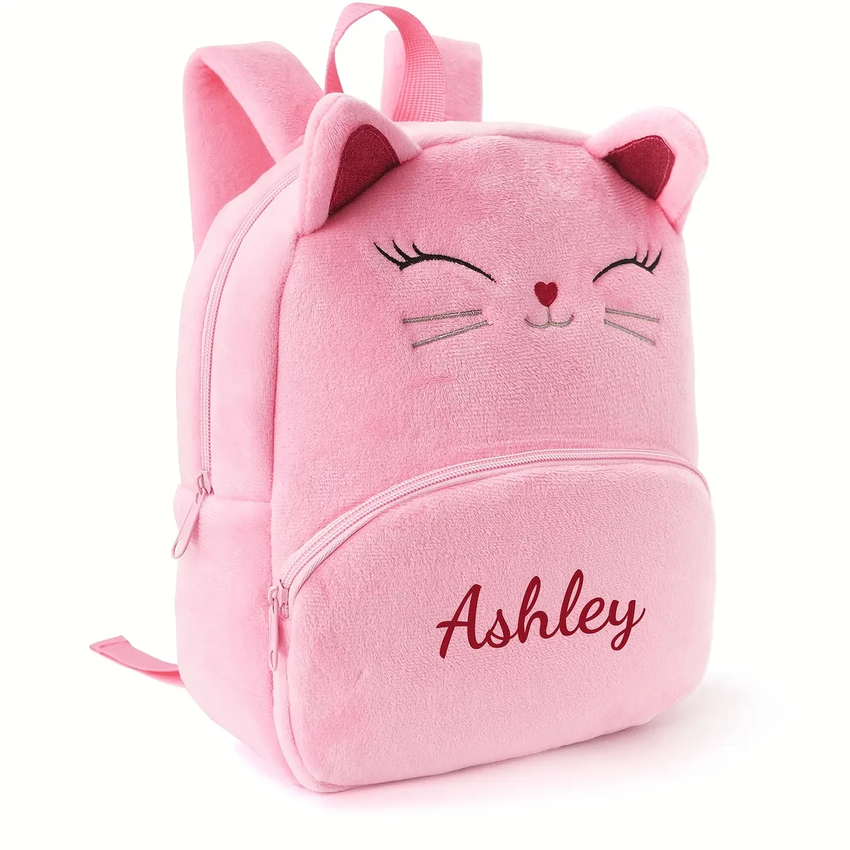 sac à dos personnalisé avec nom de chat de dessin animé pour fille, texte brodé, sac à dos de loisirs de voyage en plein air, sac pour femme, cadeau de rentrée scolaire