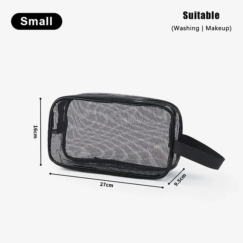 sacs de rangement de maquillage et de toilette en maille, sacs à main portables de voyage, lavage du corps, outils de douche, organisateur, pochette cosmétique de grande capacité
