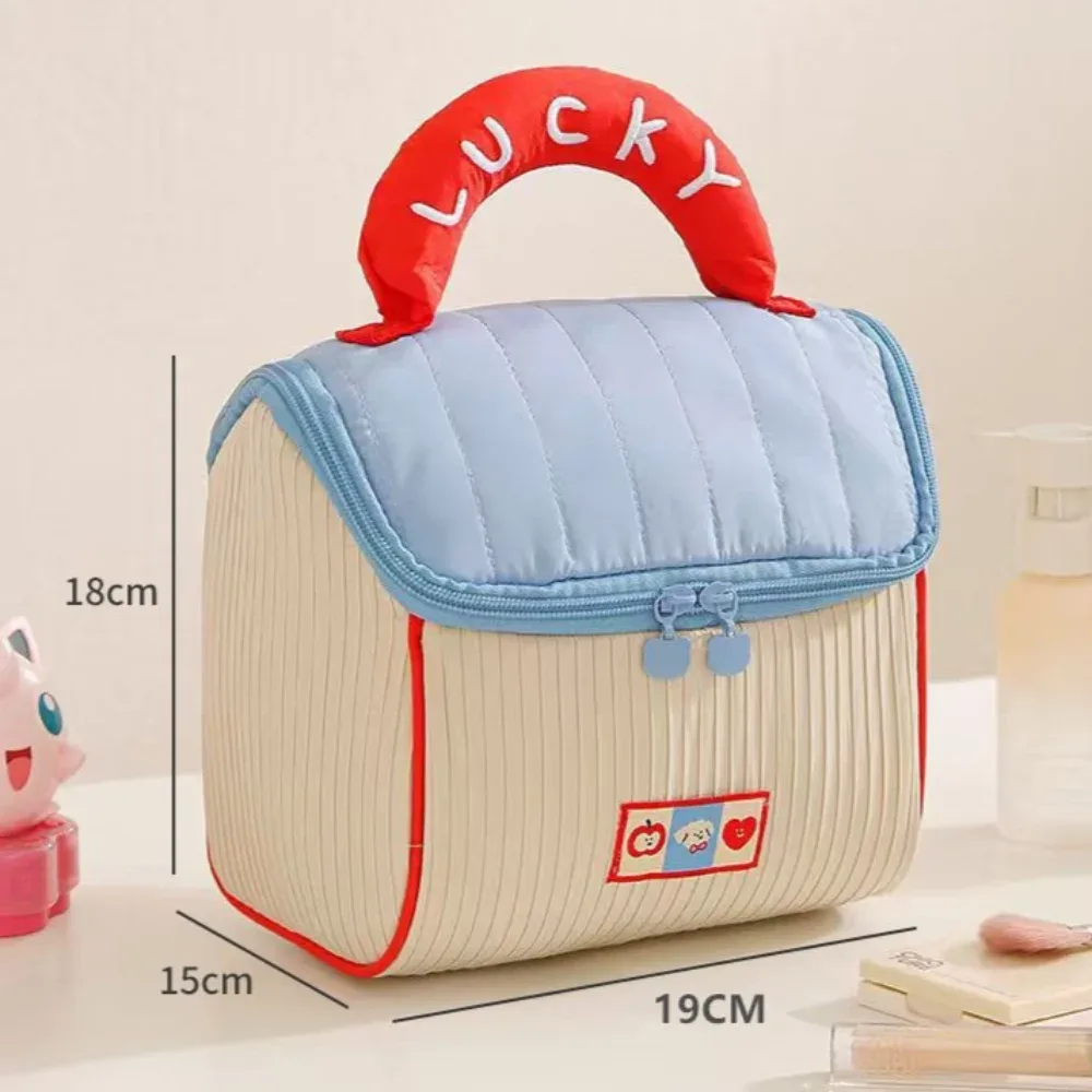 trousse de maquillage portable à motif dessin animé mignon, design original, sac organisateur de voyage pour articles de toilette, utilisation quotidienne en extérieur