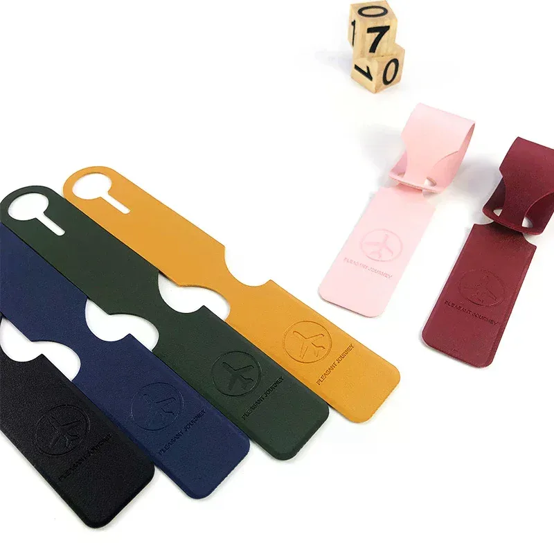 étiquette de bagage en cuir pu, 1 pièce, identifiant de valise portable, étiquette de sac d'embarquement, nom,