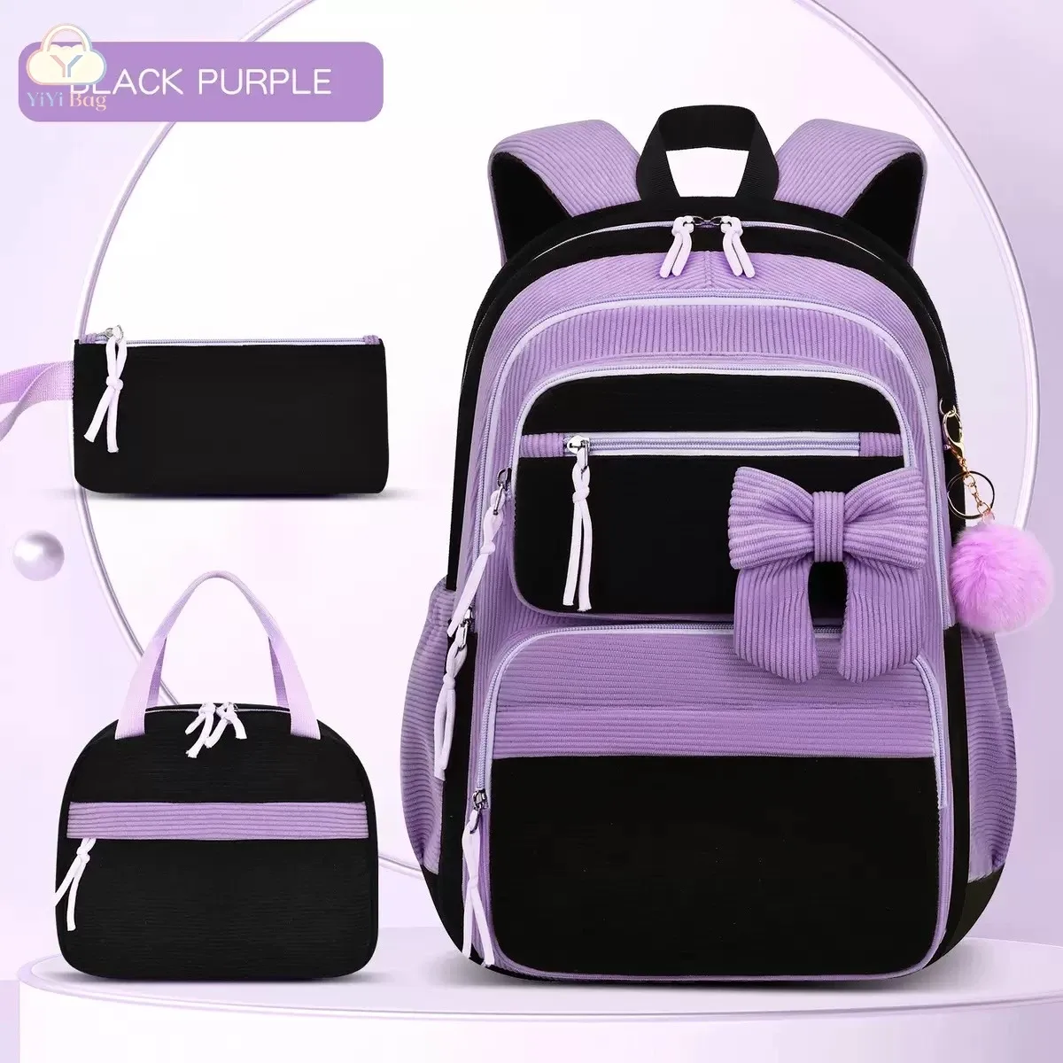 sac à dos d'école à motif cerise daisy, trousse à crayons, sac à main, ensemble de trois pièces, pour garçons, filles, adolescents, tendance, sac à dos de haute qualité