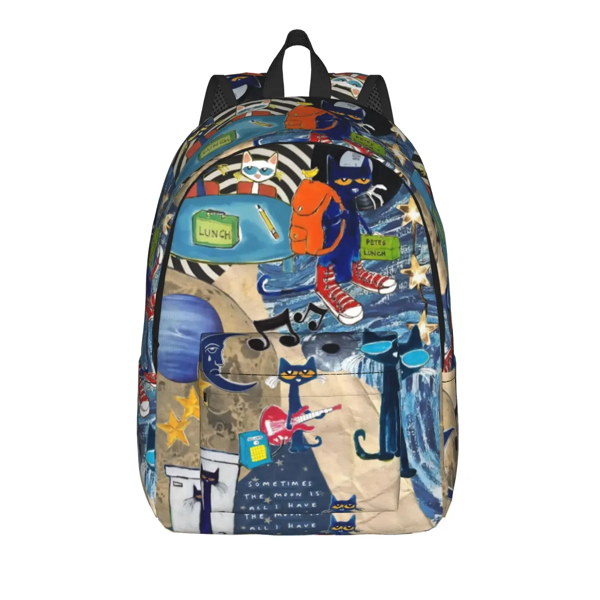 sac à dos cartoon pete the cat pour hommes et femmes, sac à bandoulière tendance pour étudiants, sac à bandoulière pour le travail, sac à bandoulière pour le collège, durable