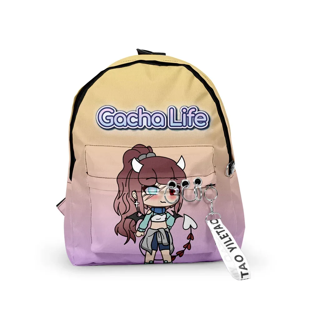 sacs d'école gacha life pour jeunes, sacs à dos pour garçons/filles, impression 3d, oxford, imperméable, porte-clés, petits sacs de voyage