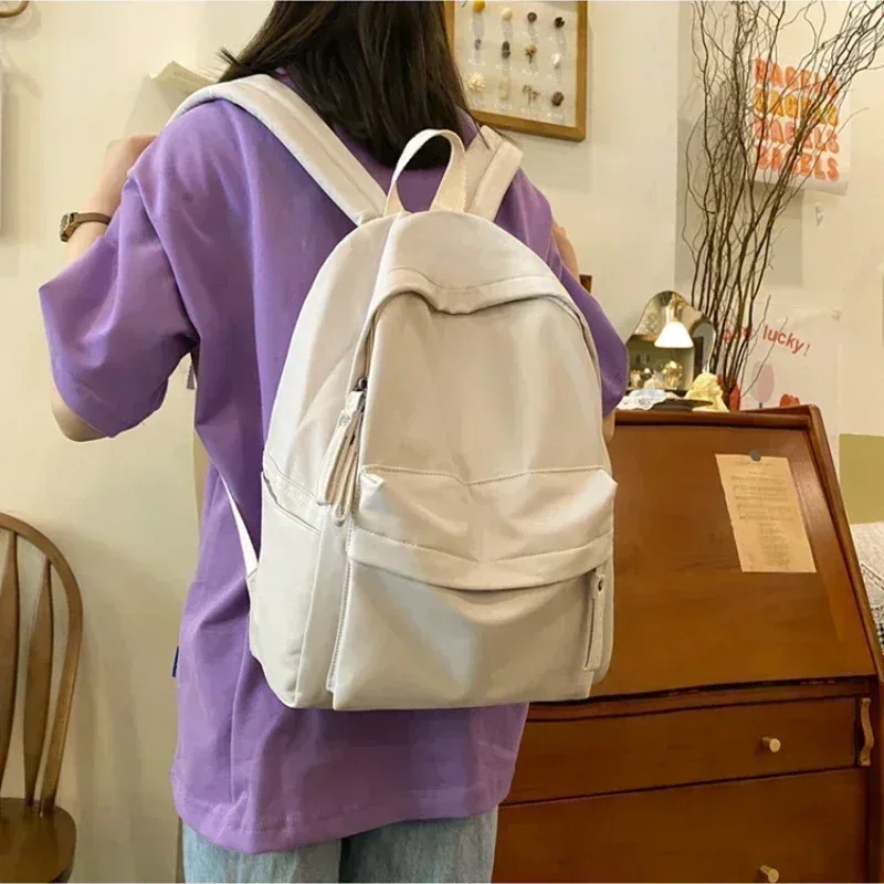 sac à dos en nylon imperméable pour femme, simple, solide, cartable pour documents, sac à dos de voyage pour étudiant, filles