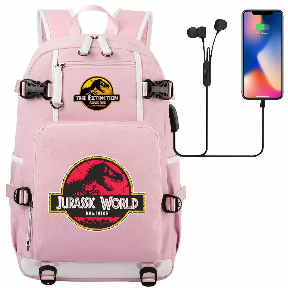 jurassic park world dinosaure sac à dos usb grande capacité étudiant mochila femmes hommes ordinateur portable garçon fille enfants retour à l'école livre sacs