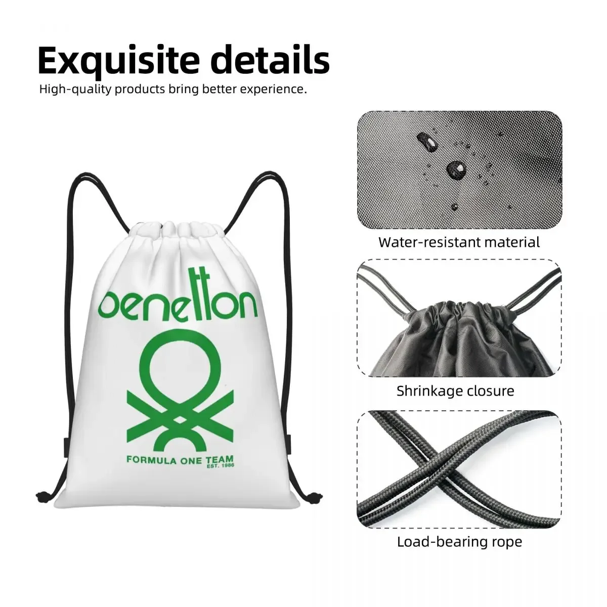 sacs à dos benetton tendance avec cordon de serrage, pochette, sac à chaussures, sacs à livres pour voyage et école