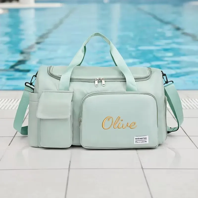 sac à bandoulière personnalisé avec broderie, multi-poches, grande capacité, sac de voyage, sac à bandoulière, adapté aux voyages et aux vacances, sacs de rangement.