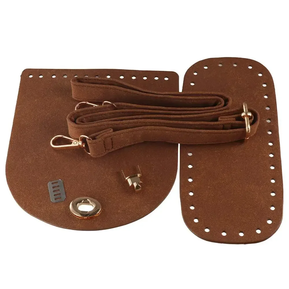 ensemble de 3 pièces : sangle de sac à bandoulière en cuir de couleur unie, base en pu, accessoires de remplacement pour sacs diy, accessoires de quincaillerie diy