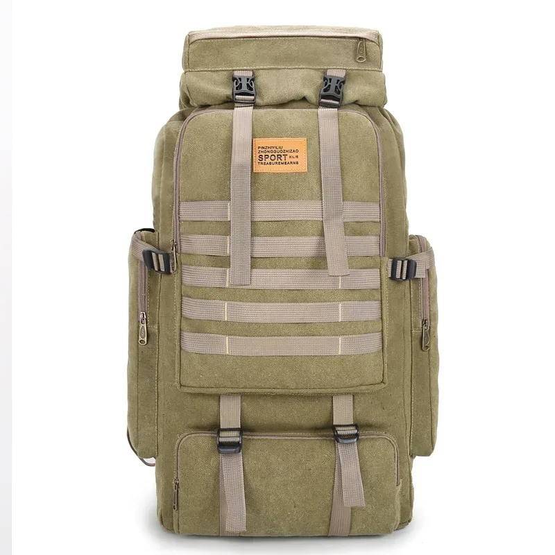 grand sac à dos en toile pour camping, randonnée en plein air, voyage, pêche, 80l, nouveau
