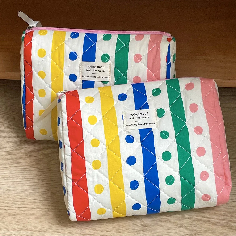 sac à main matelassé arc-en-ciel portable pour femmes, fourre-tout de voyage, sac de rangement de toilette cosmétique, poudres d'organisateur de maquillage, sac à main mignon pour filles, mode