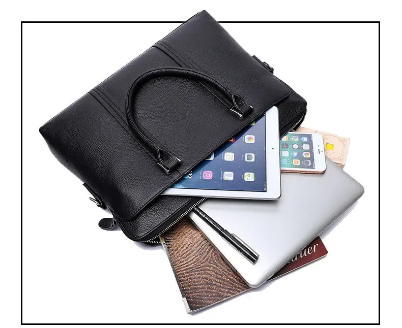 sac messager en cuir de vachette naturel de grande capacité pour hommes, sac à main pour ordinateur portable, étui à bombes pour ordinateur portable, 100% cuir véritable, luxe, 14 en effet