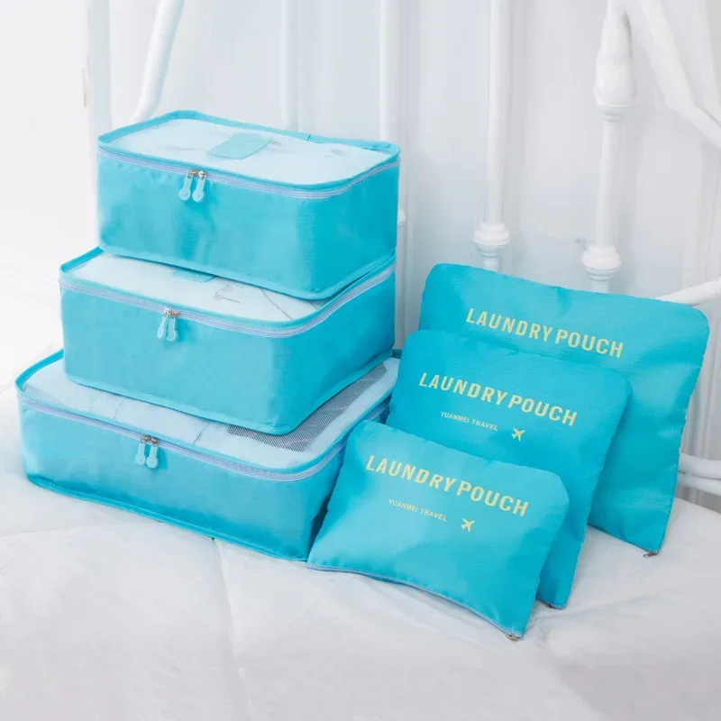 ensemble de 6 grands sacs de rangement de voyage en tissu oxford, adaptés aux sacs à dos et aux valises, sacs de rangement de voyage, sacs de rangement de bagages multifonctionnels et durables, adaptés aux emballages efficaces, accessoires de voyage essentiels, pratiques pour organiser les vêtements, les cosmétiques, les articles de toilette, etc.