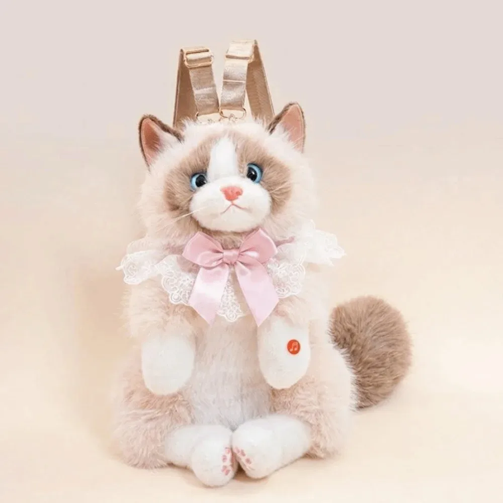 nouveau sac à dos chat réaliste en forme de poupée, doux, moelleux, mignon, sac à dos de dessin animé, sac à bandoulière, cadeaux
