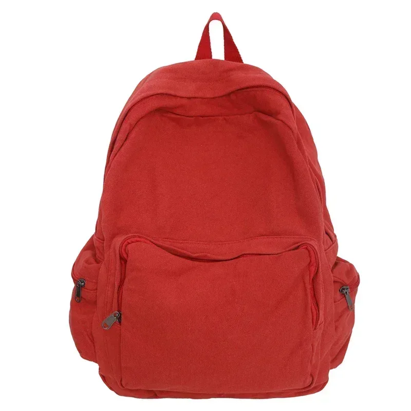 sac à dos vintage en toile délavée pour femmes, grande capacité, sacs d'école de loisirs pour étudiants, sacs à dos de voyage simples et solides, sac à livres féminin