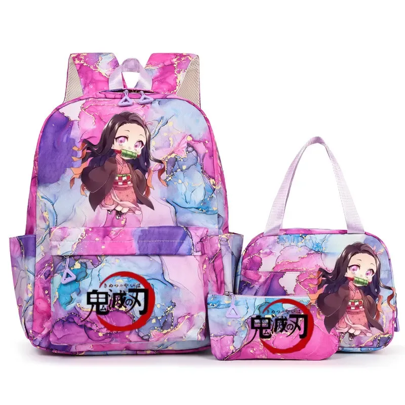 sac à dos demon slayer nezuko kamado pour adolescents, cartable de grande capacité avec sac à bandoulière pour usage quotidien, pour filles et femmes, mochilas de voyage