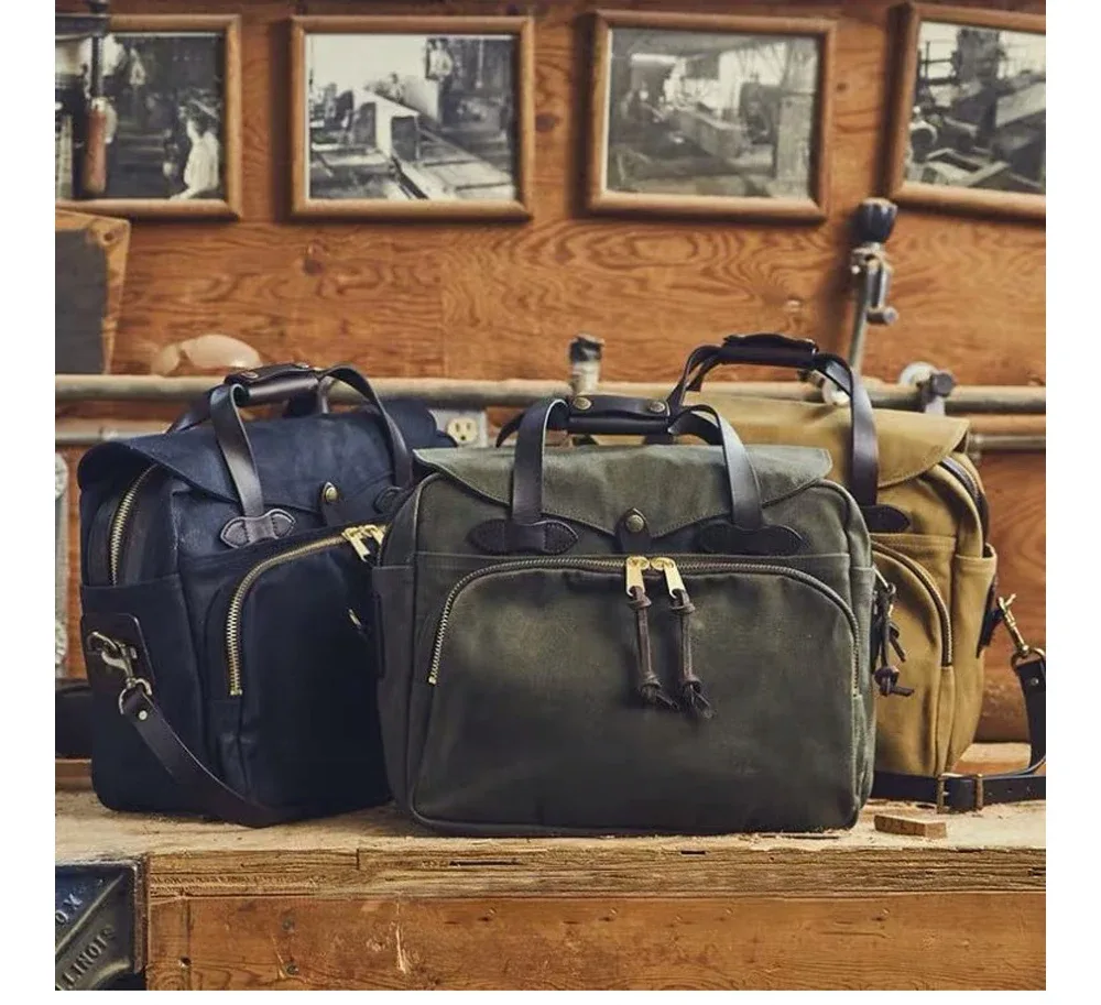 Taille-brando – sac à bandoulière en toile et cuir, 22OZ, YKK, avec fermeture éclair, pour ordinateur portable, Business, 70258