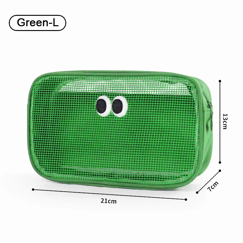 sac à cosmétiques de maquillage en maille, pochette de voyage à fermeture éclair, étui de maquillage pour grands yeux pour les bureaux à domicile, accessoires de voyage, sac de rangement organisateur