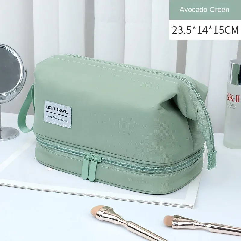 sac à cosmétiques de grande capacité, trousse de toilette double couche, organisateur de maquillage, trousse de voyage de toilette ​ essentiels de voyage portables