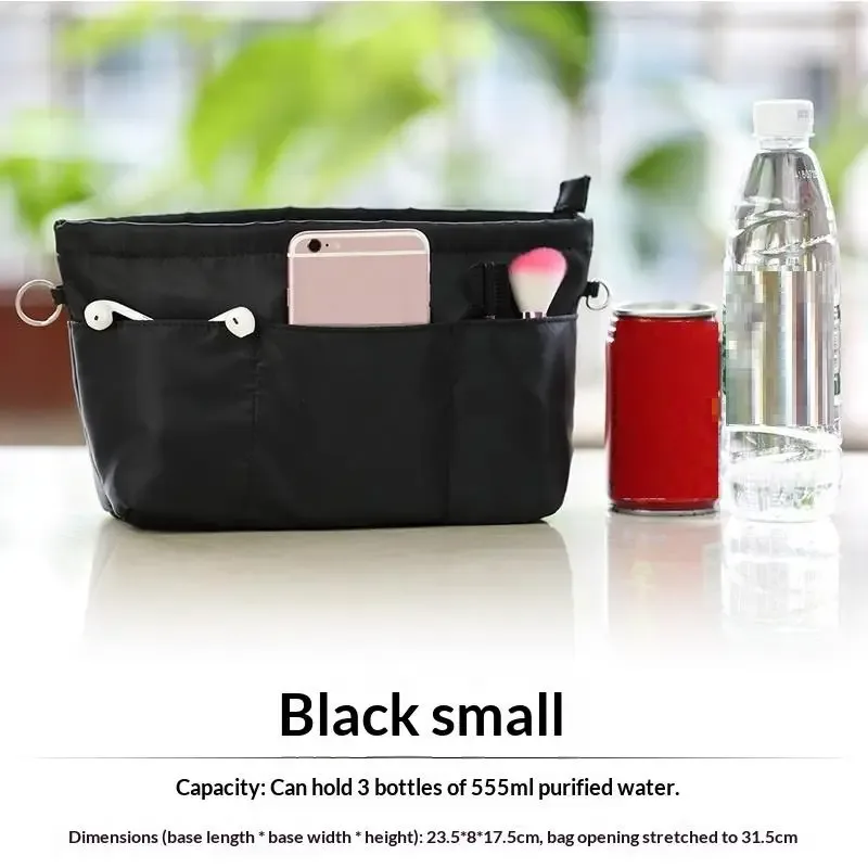 sac de rangement cosmétique vintage avec fermeture éclair, multi-poches, couleur unie, multifonctionnel pour femmes