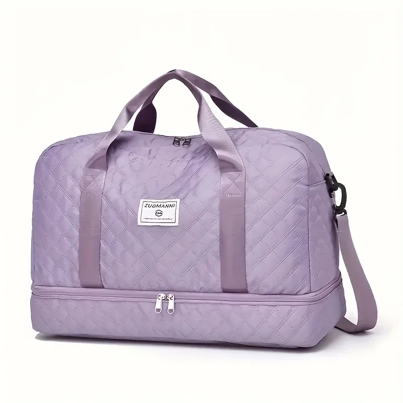 sac de sport de luxe, sac à main de grande capacité, initié et sac fourre-tout à bandoulière avec séparation de support sec, poches latérales pour touristes, voyage, salle de sport