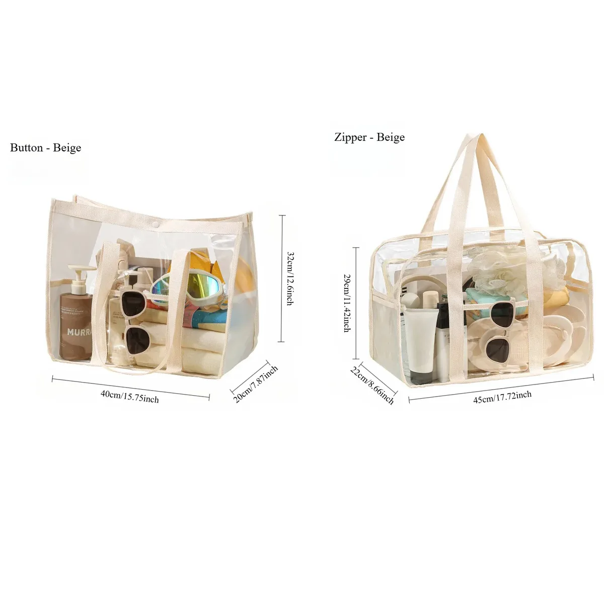 sac de rangement transparent à fermeture éclair avec poignée, grand organisateur de voyage pour la maison et les déplacements, design durable et pratique