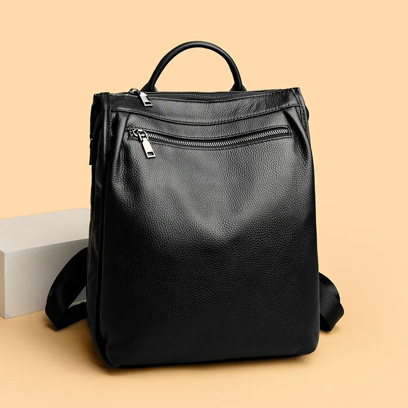 Sac à dos de luxe en cuir véritable 100% pour femmes, sac à dos de voyage de grande capacité, nouveau sac à dos pour dames, cartable d'école