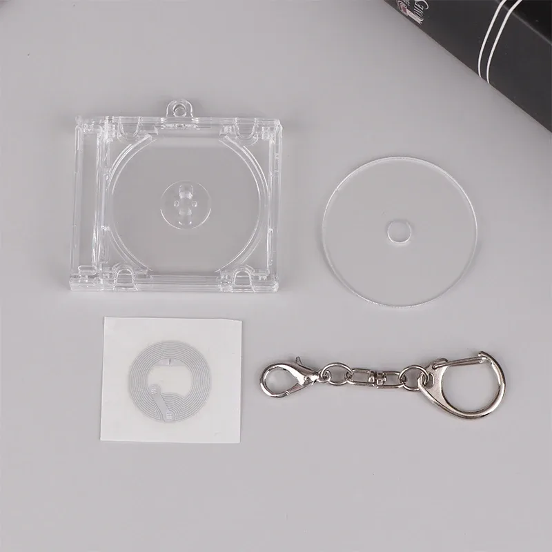 1 porte-clés mini-album cd vierge pour décoration de sac à dos diy, pendentif porte-clés