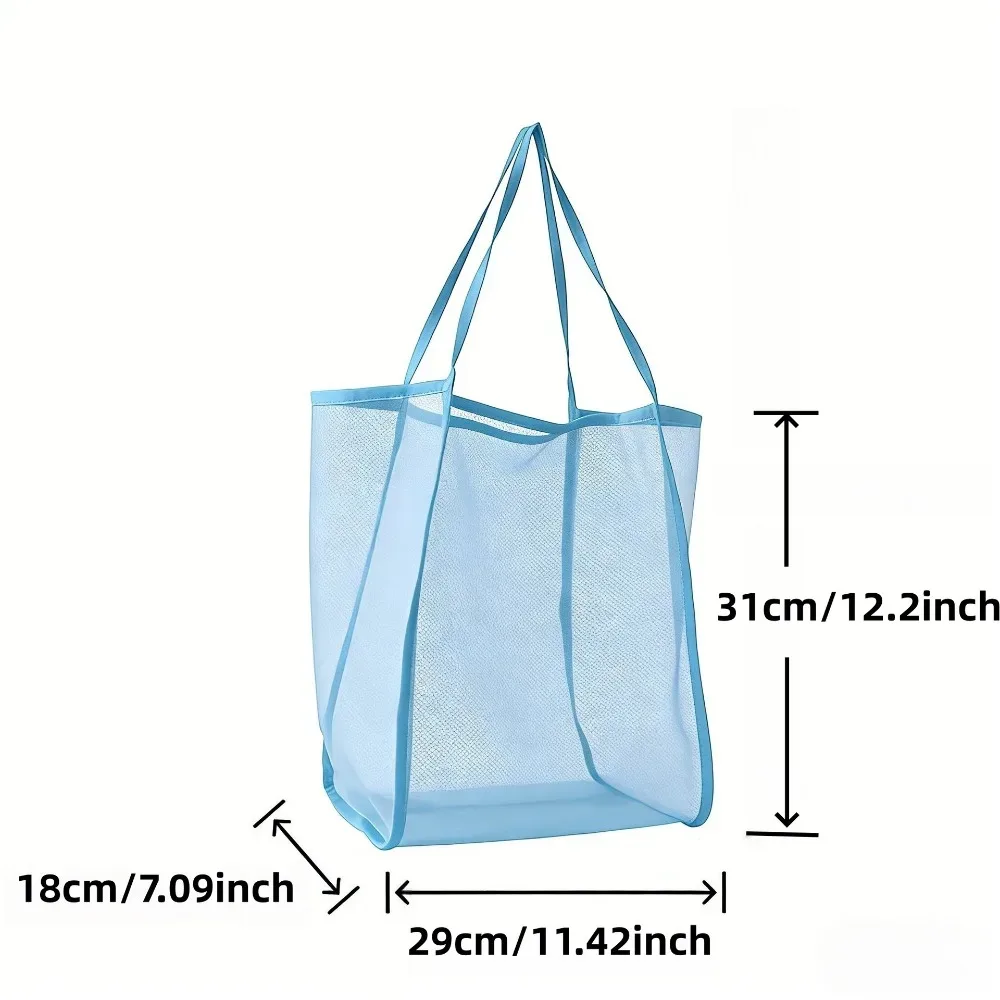 sac de plage en maille 1 pièce, grande pochette cosmétique, sac de plage familial pour jouets et essentiels de vacances
