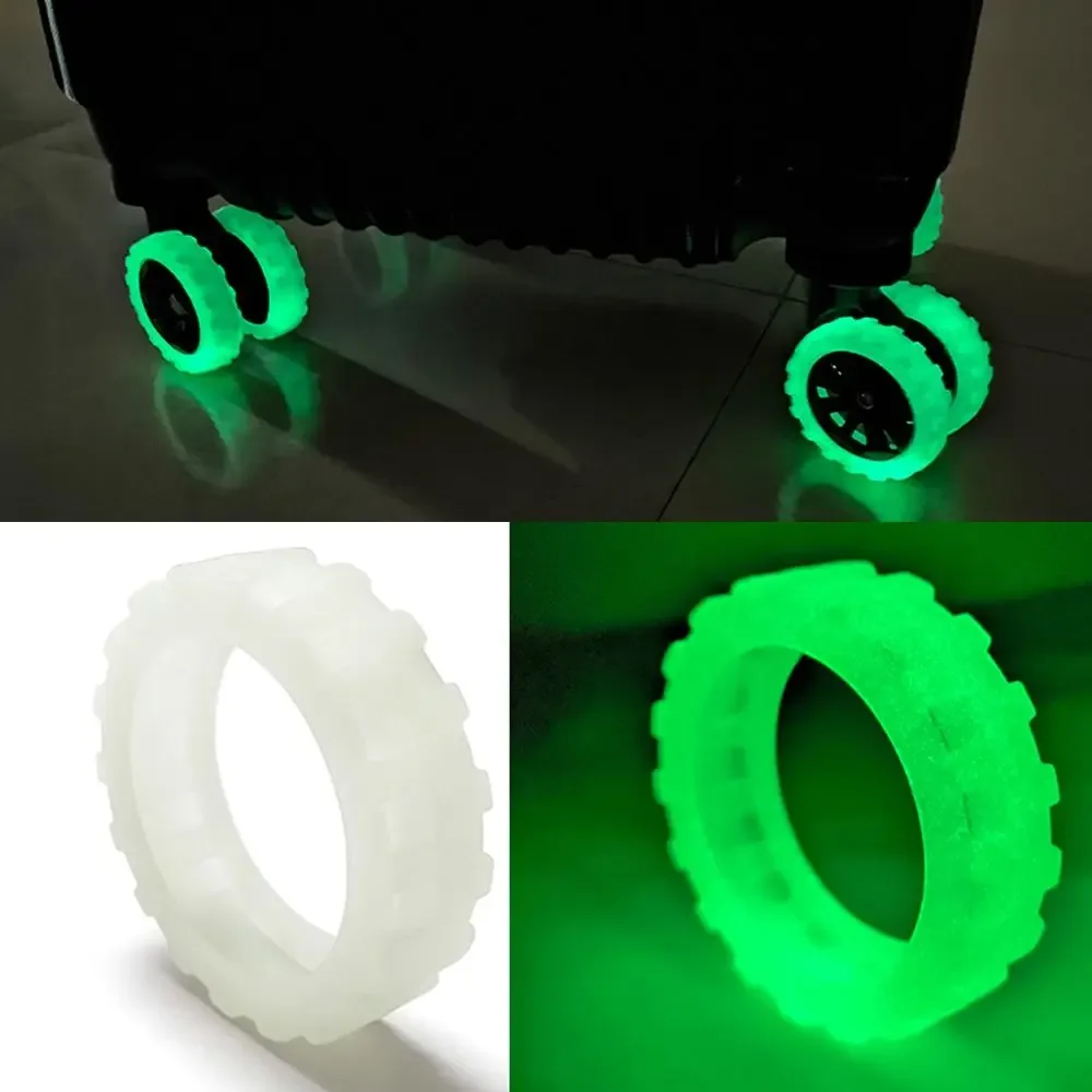8 pièces lumineux silicone voyage bagages roulettes chaussures avec son silencieux valise roues protection couverture chariot boîte roulettes couverture
