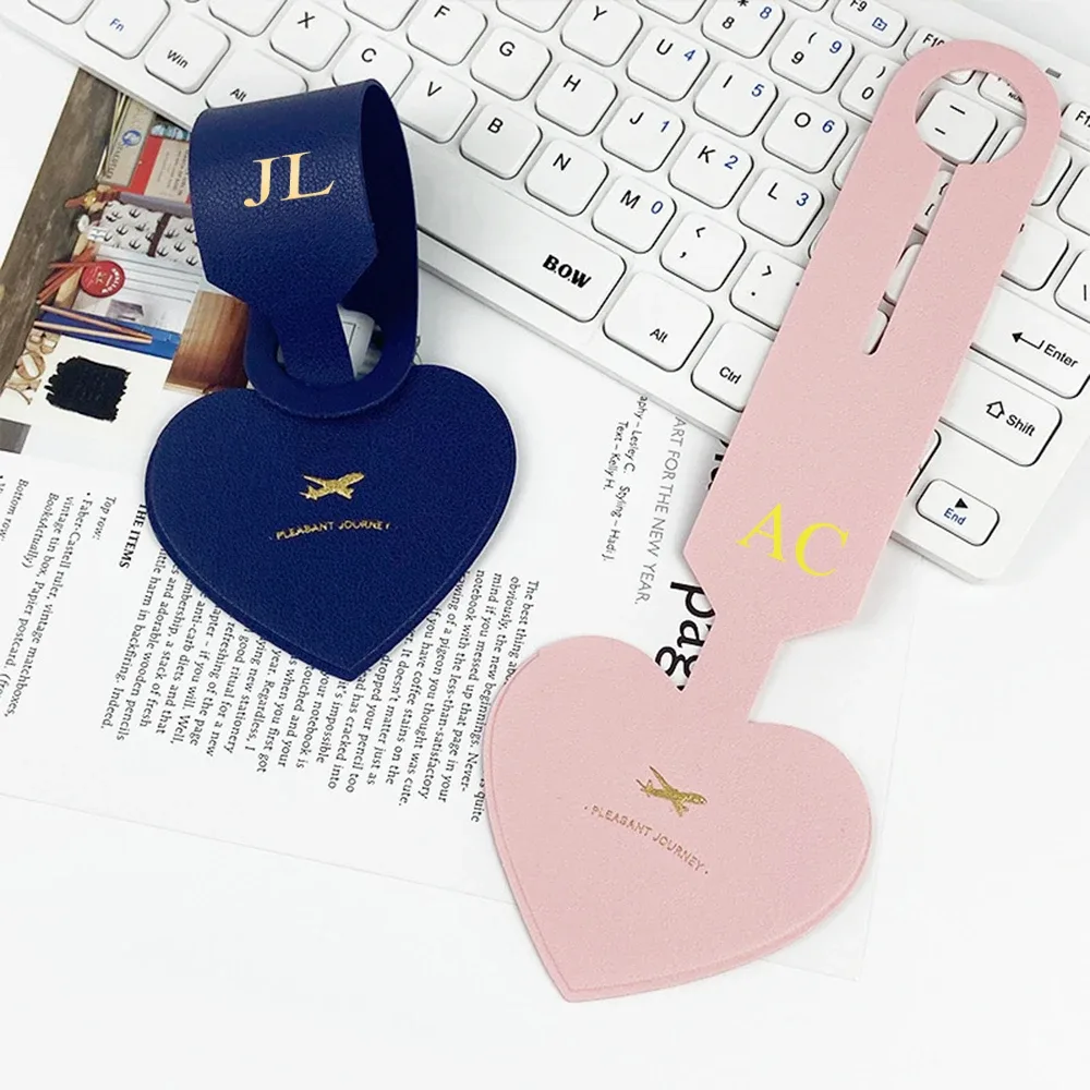 étiquette de bagage en forme de cœur avec lettres personnalisées fantaisie, joli nom personnalisé pour hommes et femmes, logo, cadeau de mariage, accessoires de voyage, diy bricolage