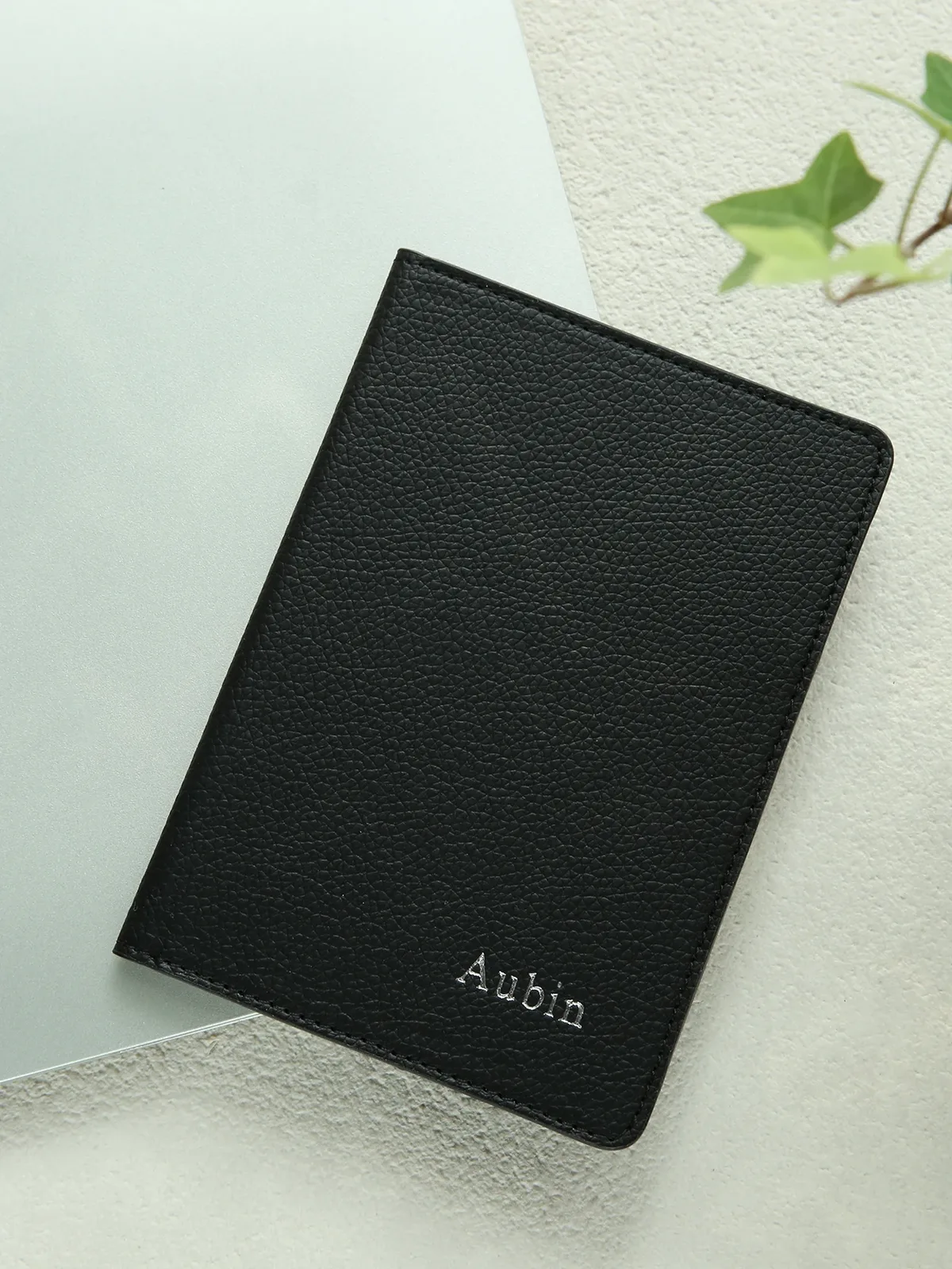 porte-passeport personnalisé avec nom, monogramme personnalisé, texture en similicuir, couverture de passeport unie avec blocage rfid, cadeau de vacances