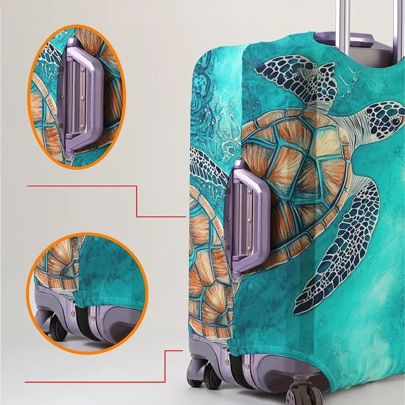 housse de protection pour bagages motif double tortue des profondeurs, convient aux bagages de 18 à 32 pouces, avec protège-poignées, accessoire de voyage