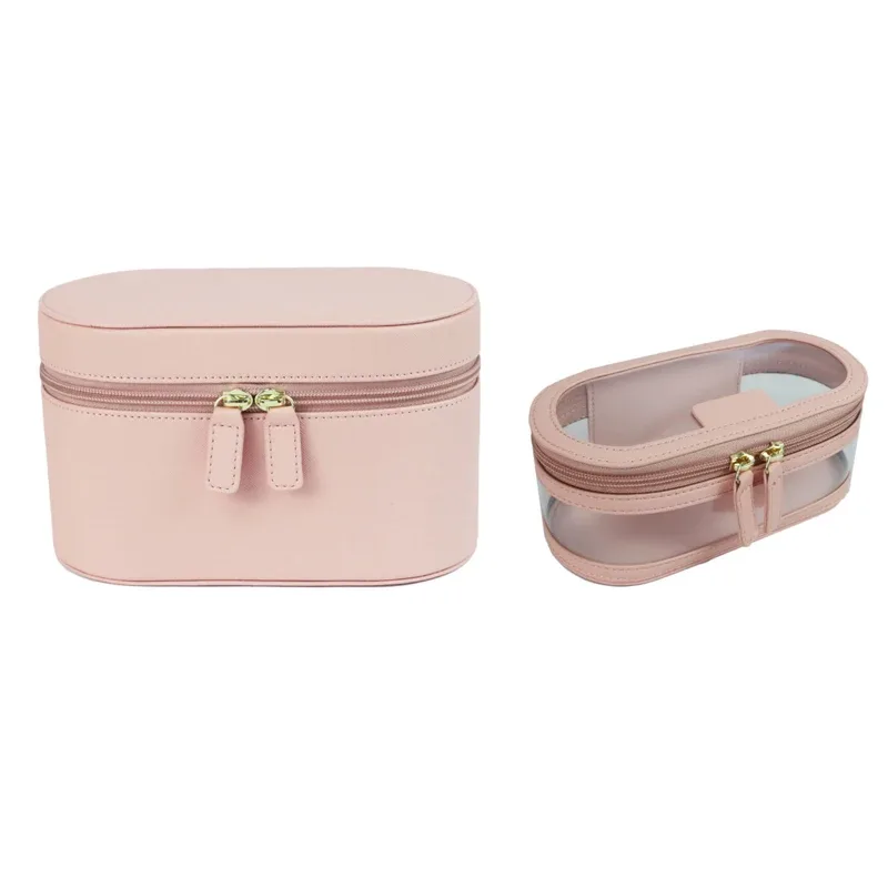 trousse de maquillage multifonctionnelle portable de voyage, sac à cosmétiques transparent de grande capacité avec petit sac
