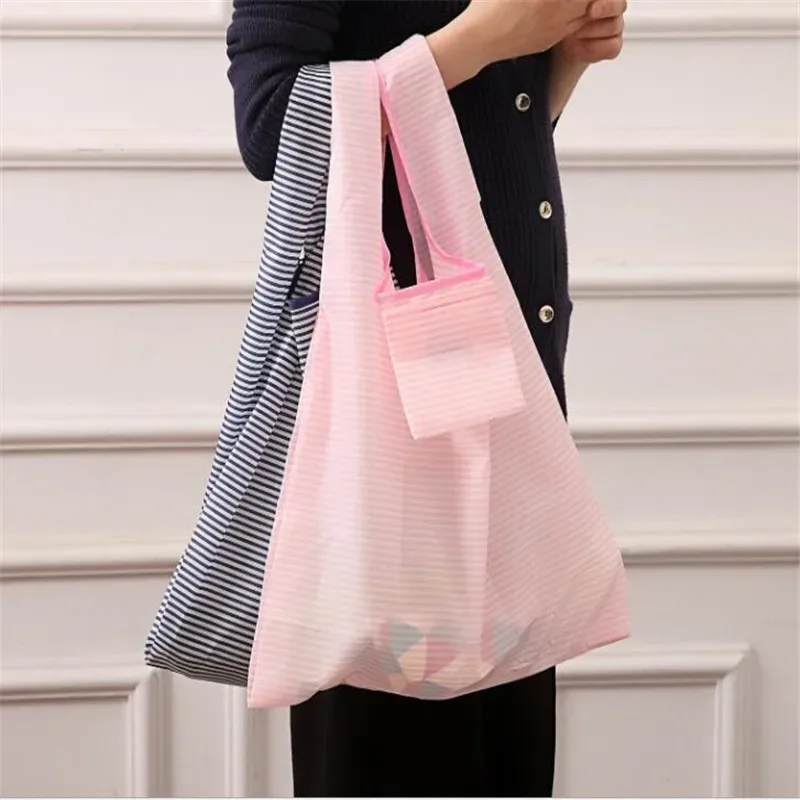 sac de courses pliable vert imprimé à la mode, pochette pliante, sacs à main pratiques, sacs de rangement de grande capacité, 1 pièce
