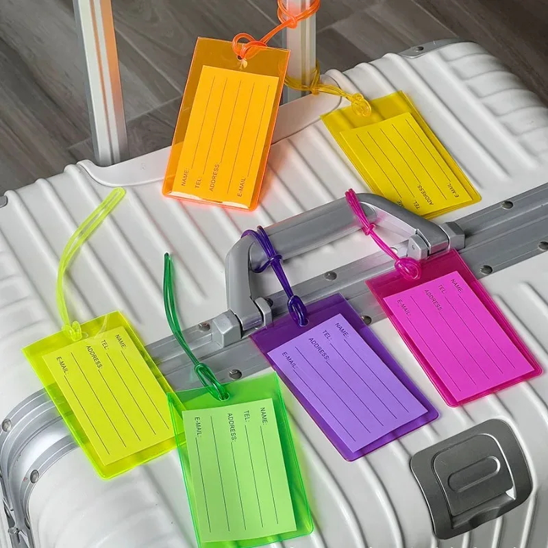 porte-étiquette de bagage coloré structurels ent en pvc, porte-carte d'embarquement, étiquette de voyage, couv