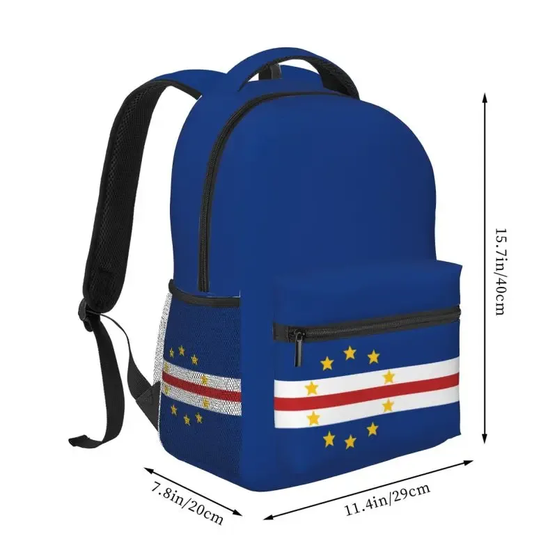 Sac à dos avec drapeau du Cap-Vert pour garçons, adolescents, étudiants, sac d'école, sac à dos de voyage, randonnée, camping, sac à dos quotidien décontracté pour ordinateur portable