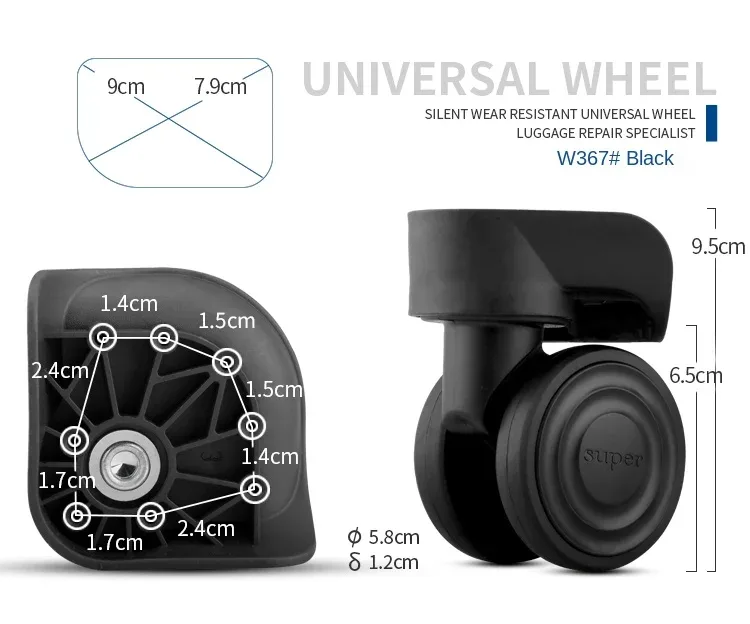accessoires de roulettes de valise, roue universelle de réparation pour valise trolley polo, roue de valise en cuir