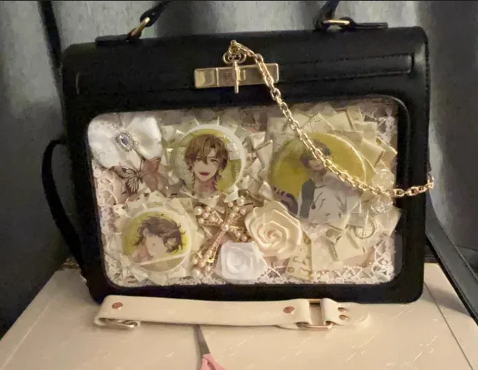 planche décorative finie pour sac ita de cosplay, insert de sac, badge, organisateur de sac à dos, ruban en dentelle, décoration artisanale pour sac ita.
