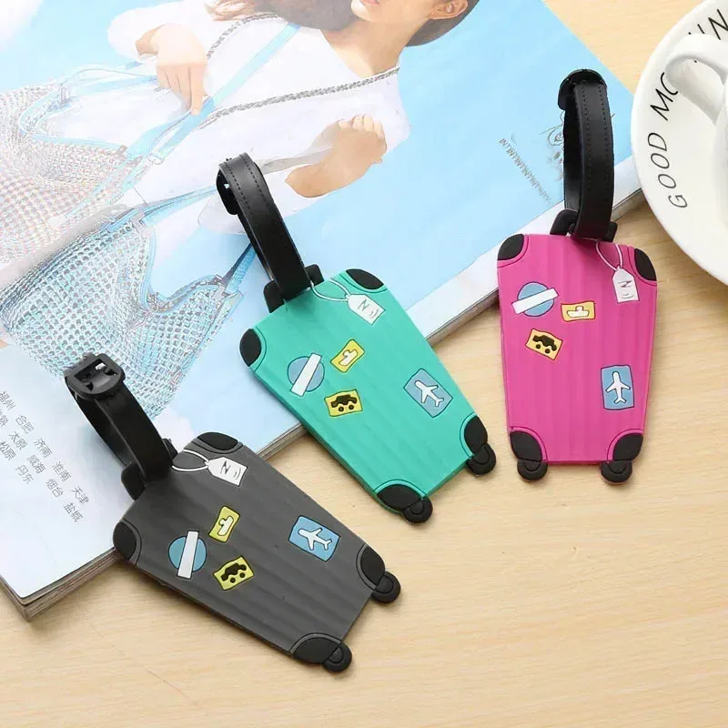 étiquettes de bagage mignonnes en silicone, porte-adresse d'identité de valise, étiquette de bagage portable, accessoires de voyage, haute qualité