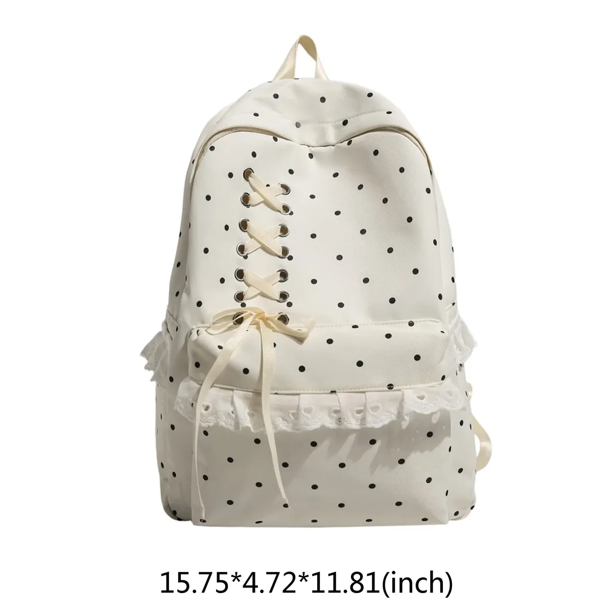 sac à dos en dentelle à pois, grande capacité, souple et élégant, avec compartiments, sacs à dos légers et mignons, sacs pour le soutien scolaire quotidien