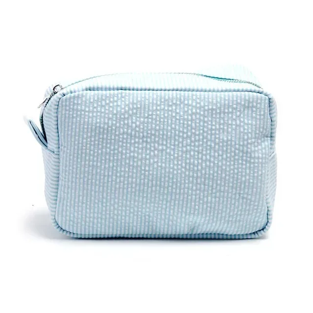 trousse de maquillage à rayures brodée – trousse à cosmétiques personnalisée, pochette de beauté élégante, cadeau parfait de demoiselle d'honneur pour la célébration du mariage