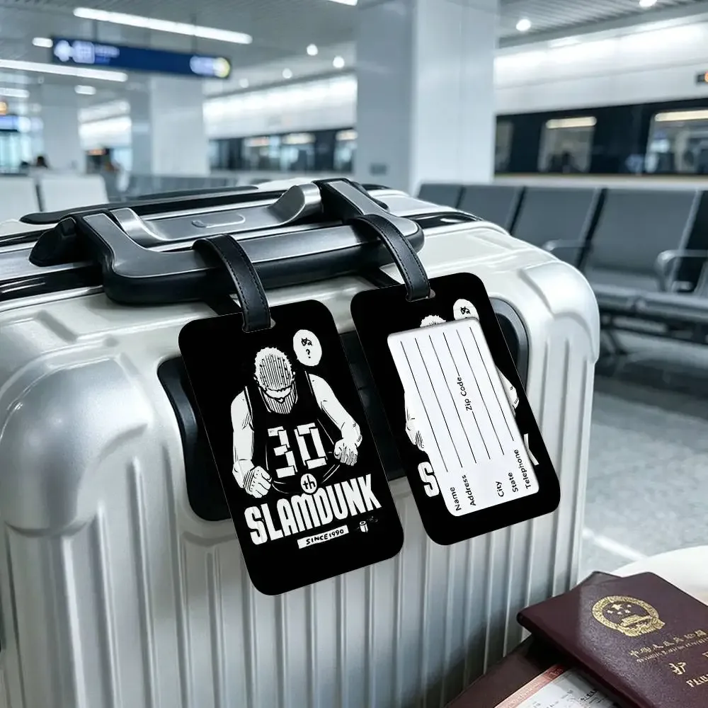 étiquette de bagage en pvc anti-perte avec motif de dessin animé japonais s-slams d-dunk, étui de protection imperméable pour carte d'information, pour valise et sac à main