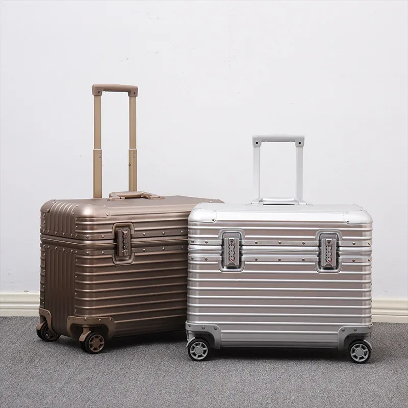 Tout en alliage d'aluminium et de magnésium, bagage du capitaine, boîtier pour appareil photo à rabat supérieur, valise de cabine 18/20 pouces, boîtier de chariot 22/24 pouces