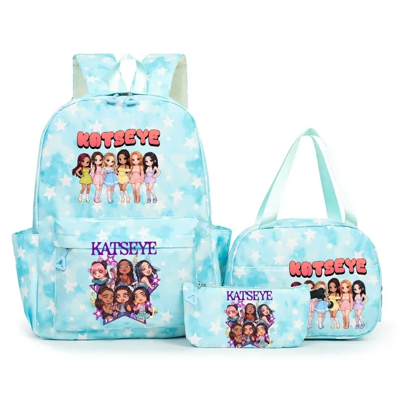 sac à dos katseye music avec imprimé neige, capacité 3 pièces, pour étudiants du collège/lycée, avec sac à déjeuner, sac de voyage, mochila pour femme