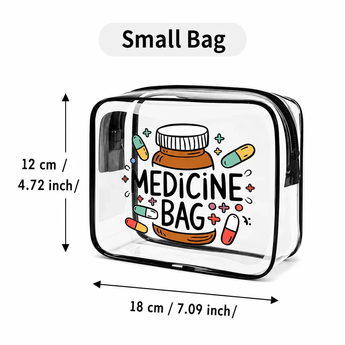 sac à médicaments transparent en pvc imperméable, sac de rangement pour médicaments de voyage, pilules de premiers secours, cosmétiques, articles de toilette, organisateur portable