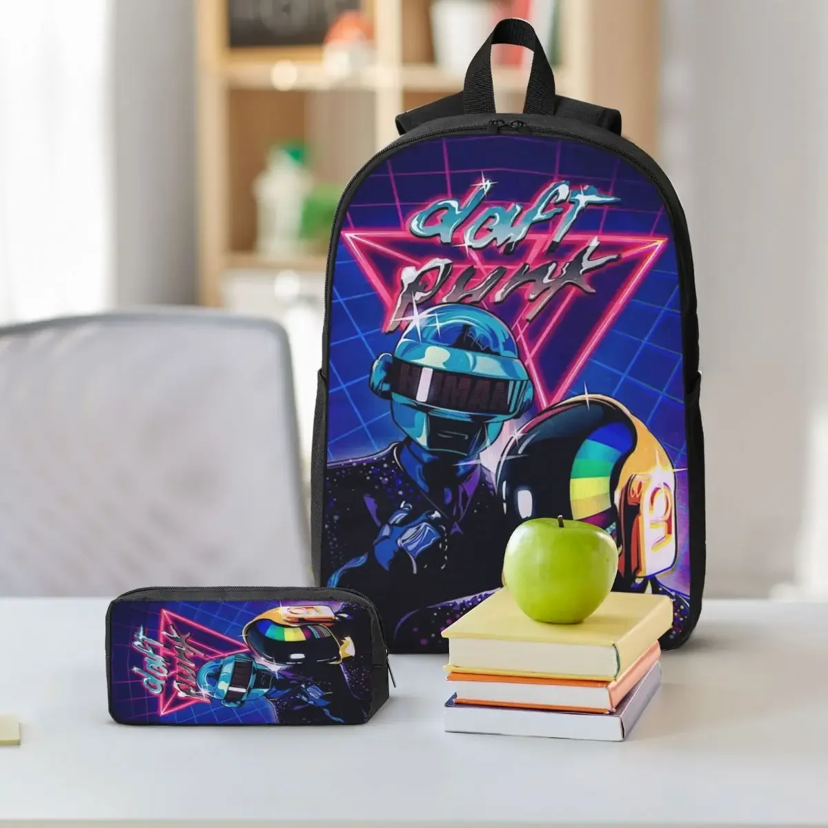 daft punk – ensemble de sacs à dos de musique électronique pour enfants, boîtes à crayons, ensembles de sacs à livres avec boîte à déjeuner, sac de jour pour écoliers, 3 pièces