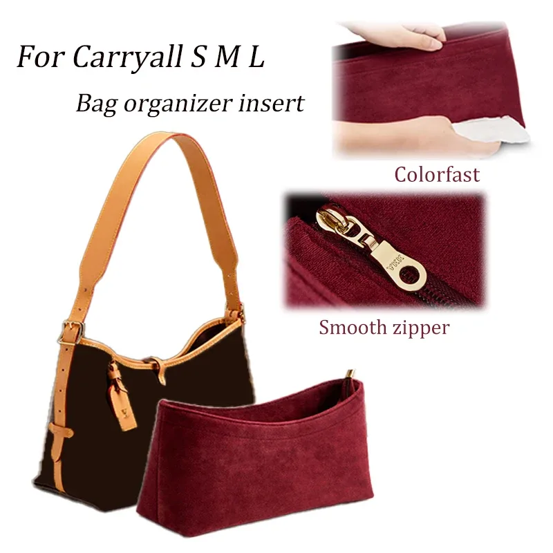 organisateur de sac en velours doux, insert rouge assorti pour sac de transport, doublure intérieure résistante à la décoloration, maintient la forme du sac, rangement tridimensionnel et soigné