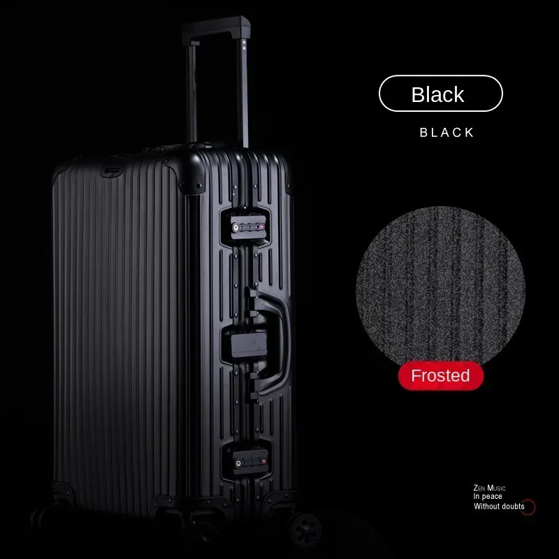 valise en alliage d'aluminium et de magnésium 100%, serrure tsa, boîtier de chariot à bagages embarqué en métal, valise de voyage classique brillante et givrée